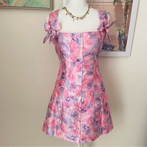 Dolls Kill Sugar Thrillz Flower Mania Bow Taffeta Mini Dress in Large New